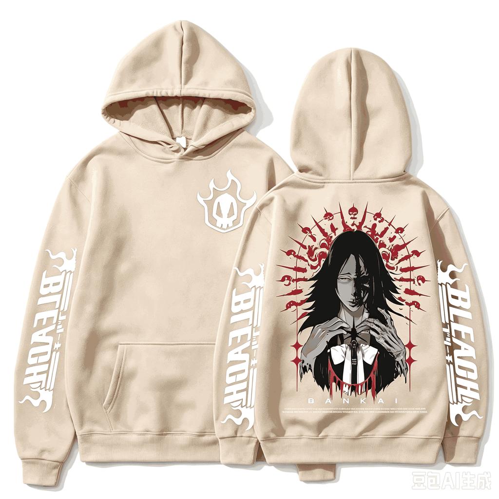 Giappone Anime Bleach Unohana Retsu Felpa con Cappuccio Uomo Donna Manica Lunga Pullover Larga Hip Hop Calda Quotidiana Streetwear Felpa Top