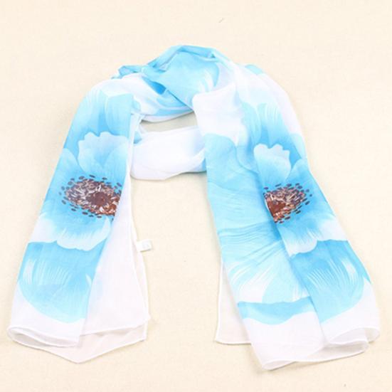 Scarf Floral Fashionable Chiffon Neckerchief Women Graceful Shawl for Dating