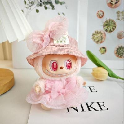 3 Pieces Dolls Dress with Hat Bow Hairpin for 15-17cm Up Year Gifts