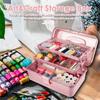 Glitter Pink & Craft Tool Storage Box,3-Layer Stackable Carry Tackle Box Sewing Box Organizer For Art