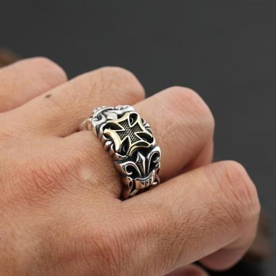 Nouvelle bague punk grande croix, taille réglable, mode homme, design personnalisé, bijoux street rétro gothique tendance, accessoires