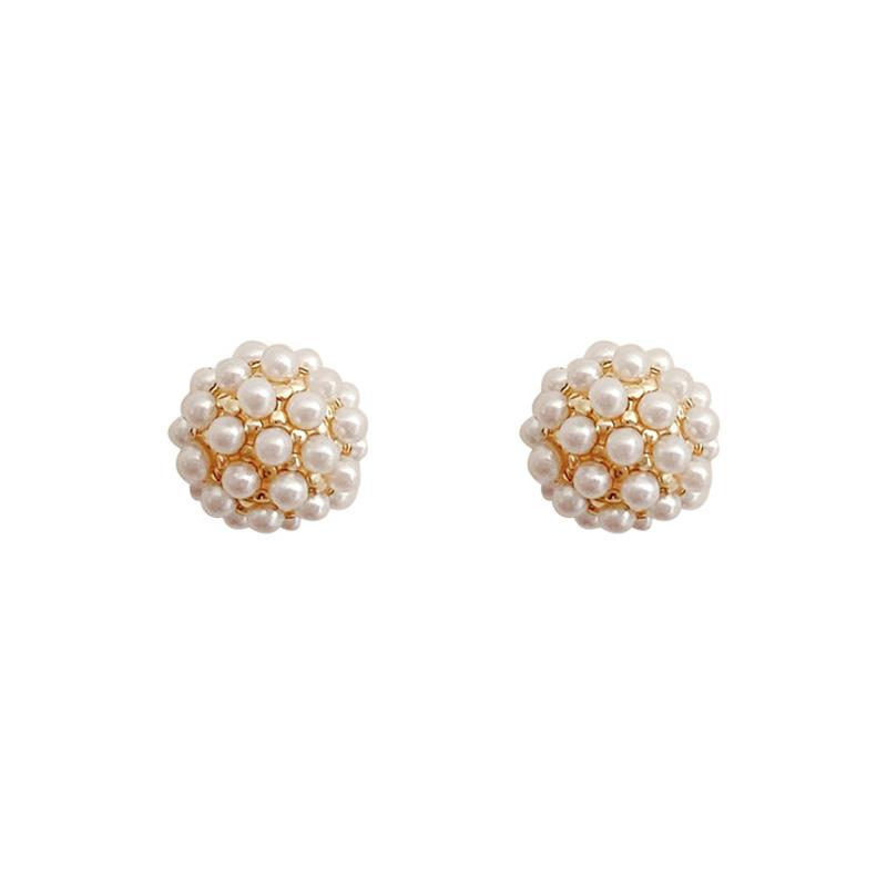 

Japanese Korean New Style Simple Exquisite Pearl Rhinestone Geometric Fashion Earrings