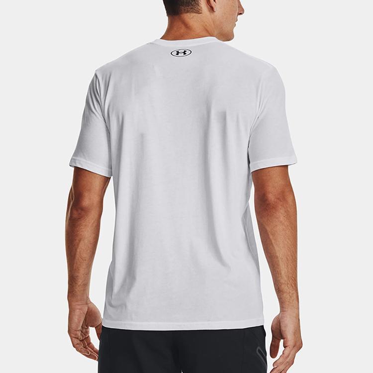 Under Armour Solid Color Round Neck Pullover Breathable Printed Short Sleeve T-Shirt Men Tops White 1370951-100