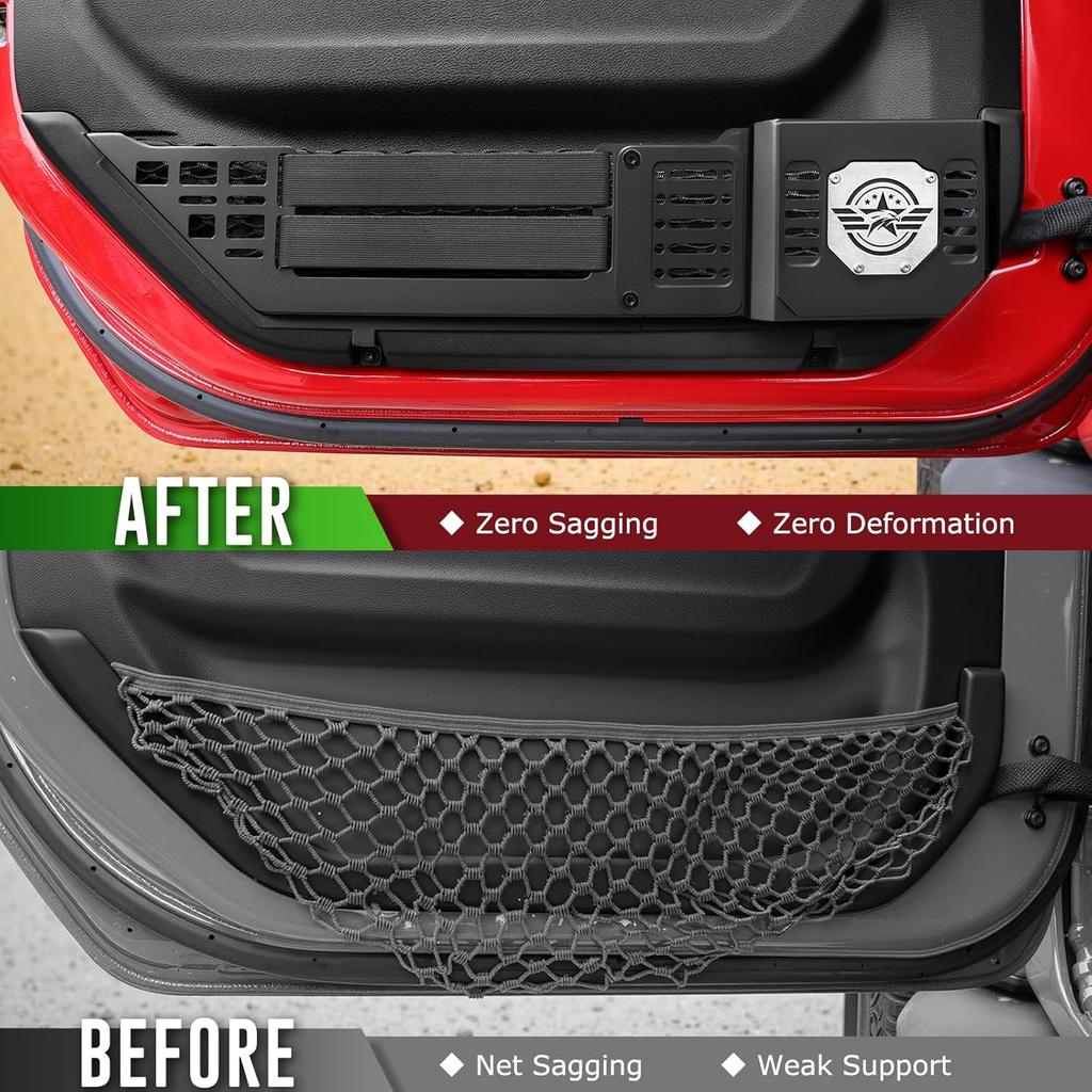 VEILS Front Door Storage Box for Jeep Wrangler JL JLU 4XE (2018-2025) & Gladiator JT (2020-2025) Accessories, Fits Manual/Power Seats, Heavy-Duty