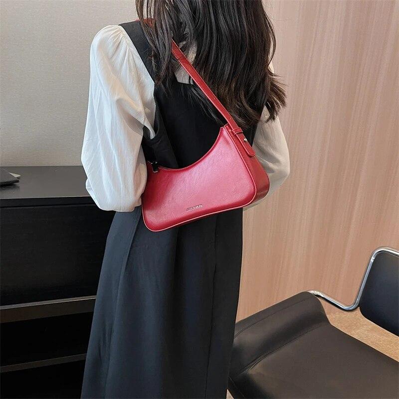 Small Cute Underarm Shoulder Bags for Women 2026 Winter Trend Design Leather Handbags and Purses Silver Hand Bag