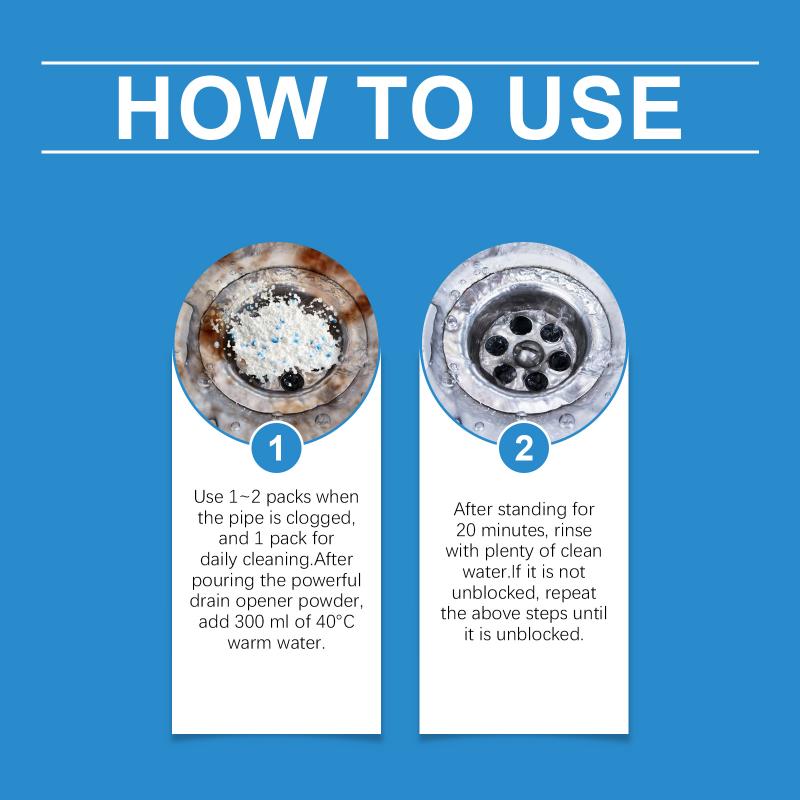 Sewer Cleaning Solution Powder Powerful Safe Formula Removes Blockages in Shower Sink Toilet for Home