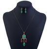 Retro Geometric Pendant Necklace With Matching Earrings Alloy Electroplated For Travel And Gift