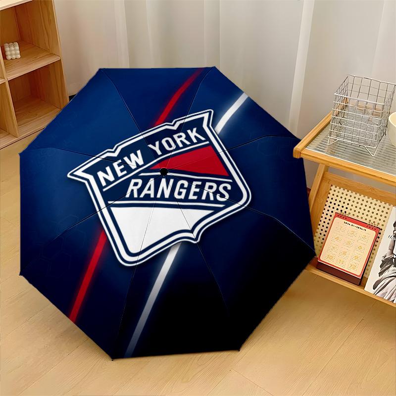 New York Rangers Print Auto 8?Ribs Folding Umbrella Wind Resistant Lightweight Automatic Umbrella For Daily Travel