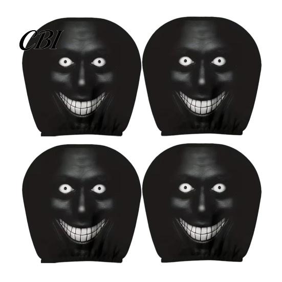 Maniche Copri Poggiatesta Elastiche Traspiranti 4 Pezzi Copri Auto di Halloween, Faccia di Fantasma Spaventosa Decorazioni Tema Horror Protettore, Decorazione Auto Universale