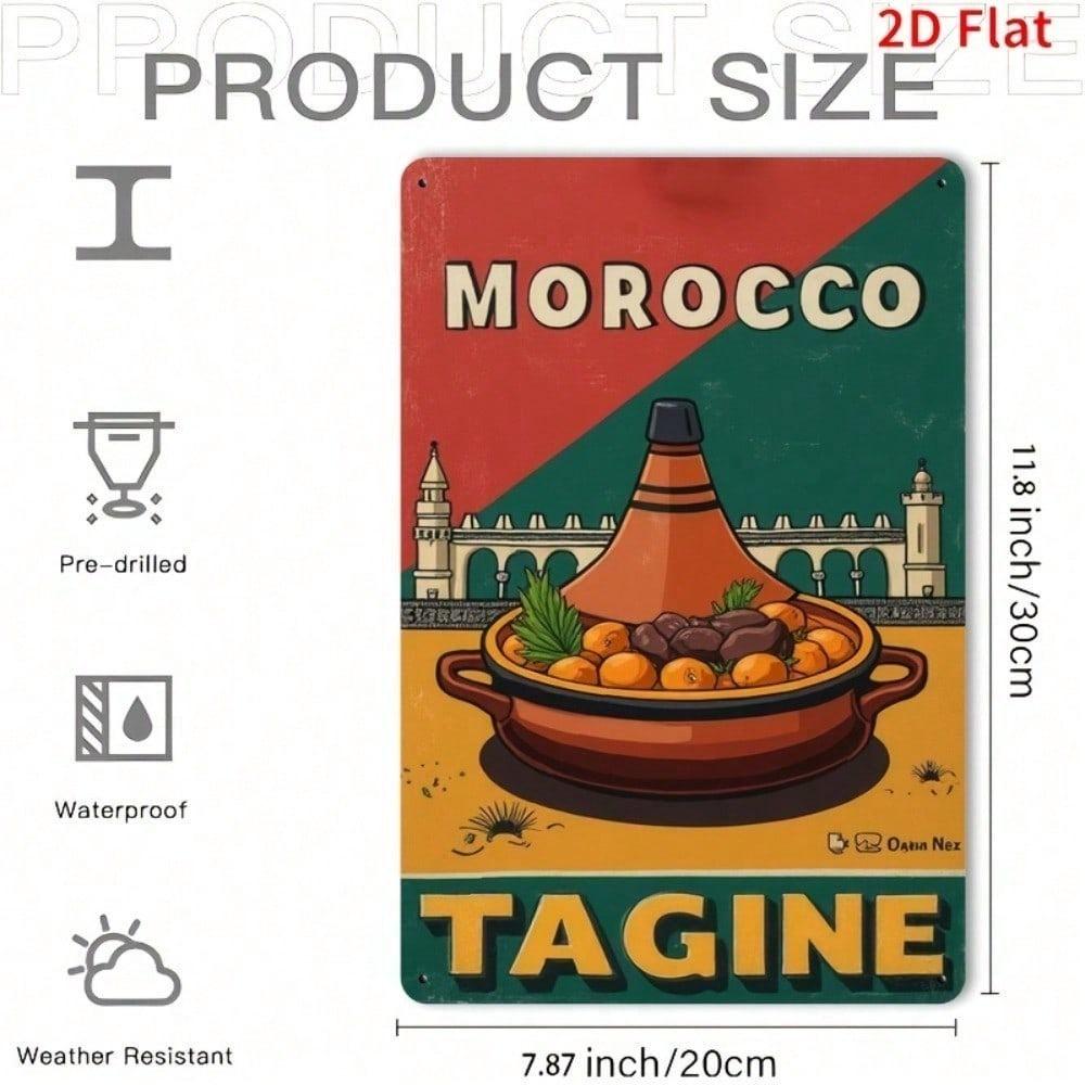 Vintage Moroccan Tagine Metal Wall Art 8x12 Inch Rustic Iron Sign For Home Porch Garden Decor