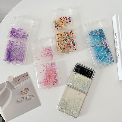 Quicksand Glitter Katlanır Kılıflar Samsung Galaxy Z Flip 4 Kılıf Şeffaf Darbeye Dayanıklı Arka Kapak Samsung Z Flip 3 2 5g