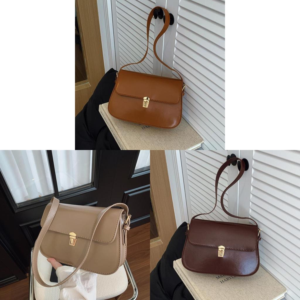 Pu Small Square Bag For Women With Lock Closure And Mobile Pocket For Daily Fashion