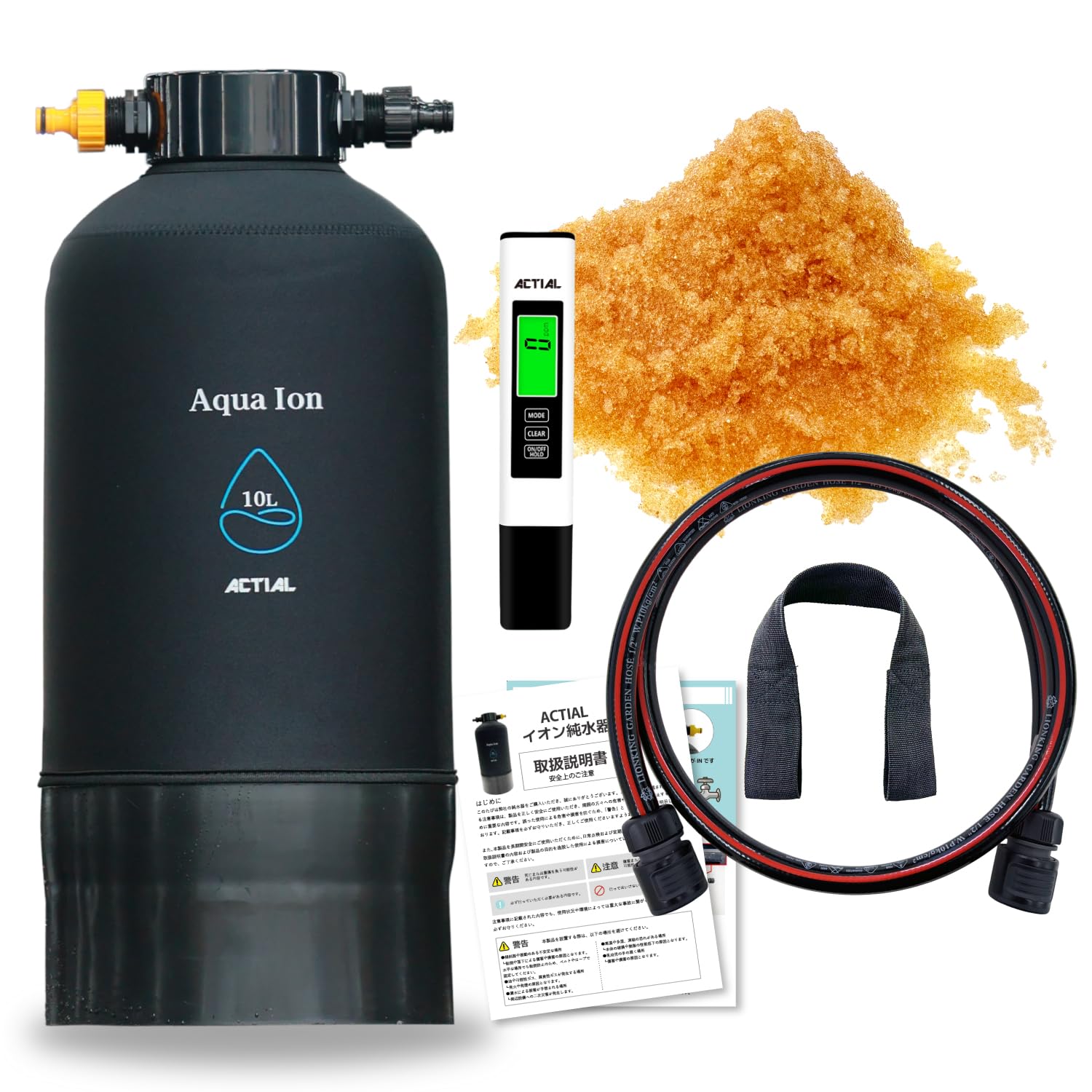 

ACTIAL Водоионный обмен Автомобильный TDS со Специально Сделанным Гарантийным Очистителем, Смола, Промывка, 10 л, Измеритель, Чехол, Япония, 1 год