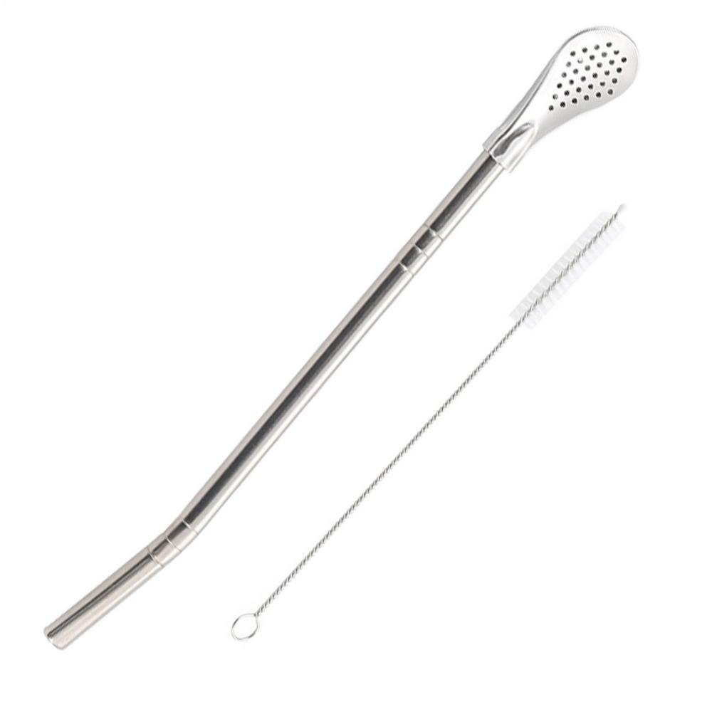 Stainless Steel Straw Filter Spoon Food Grade Coffee Stirring Spoon Juice Milk Cocktail Stainless Steel Straw Spoon Tea Bar Tool