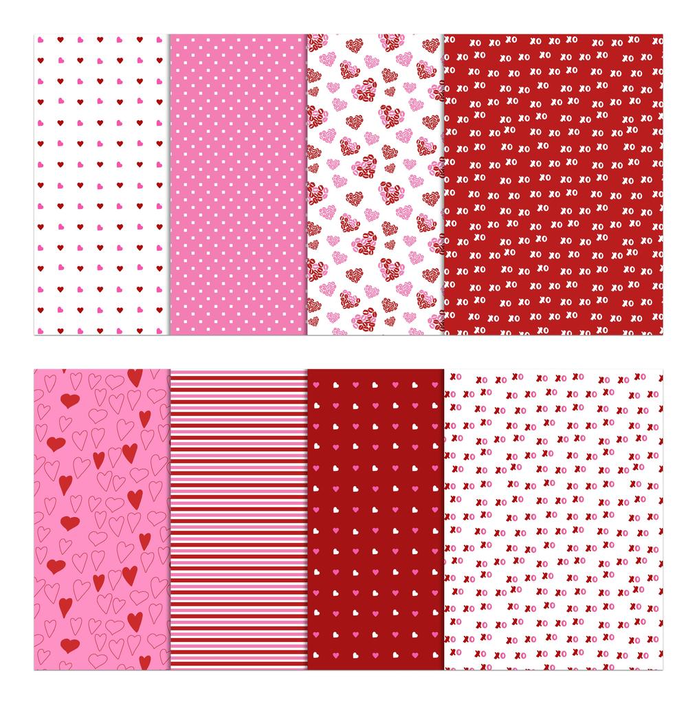 Soimoi 8 Pc Fat Quarter Bundle-  Valentine Love Theme  Print 18"x 22"  DIY Patchwork-  100  Cotton  Pre-Cut Quilting Fabric Pink-White &