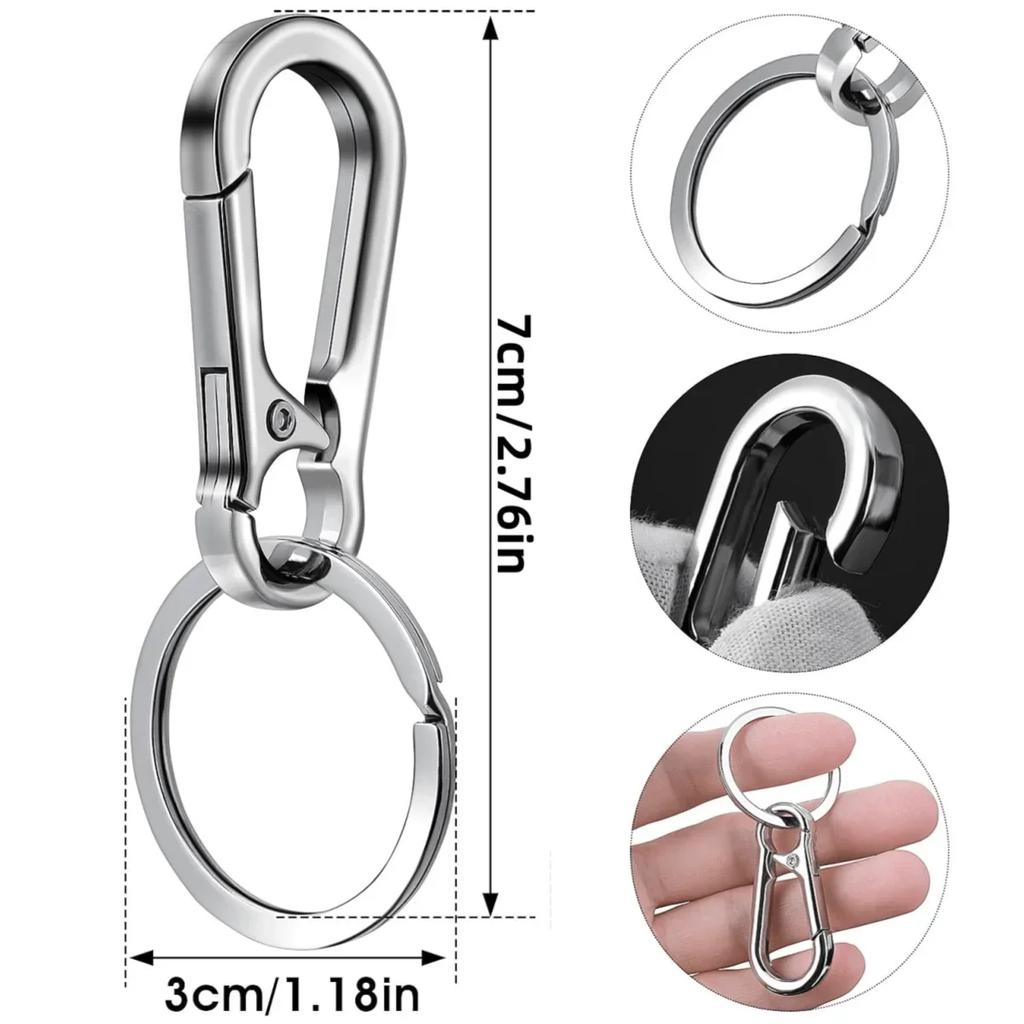 Classic Men Stainless Steel Gourd Buckle Keychain Waist Belt Clip Anti-lost Buckle Hanging Fashion Key Ring Car Decoration Gift