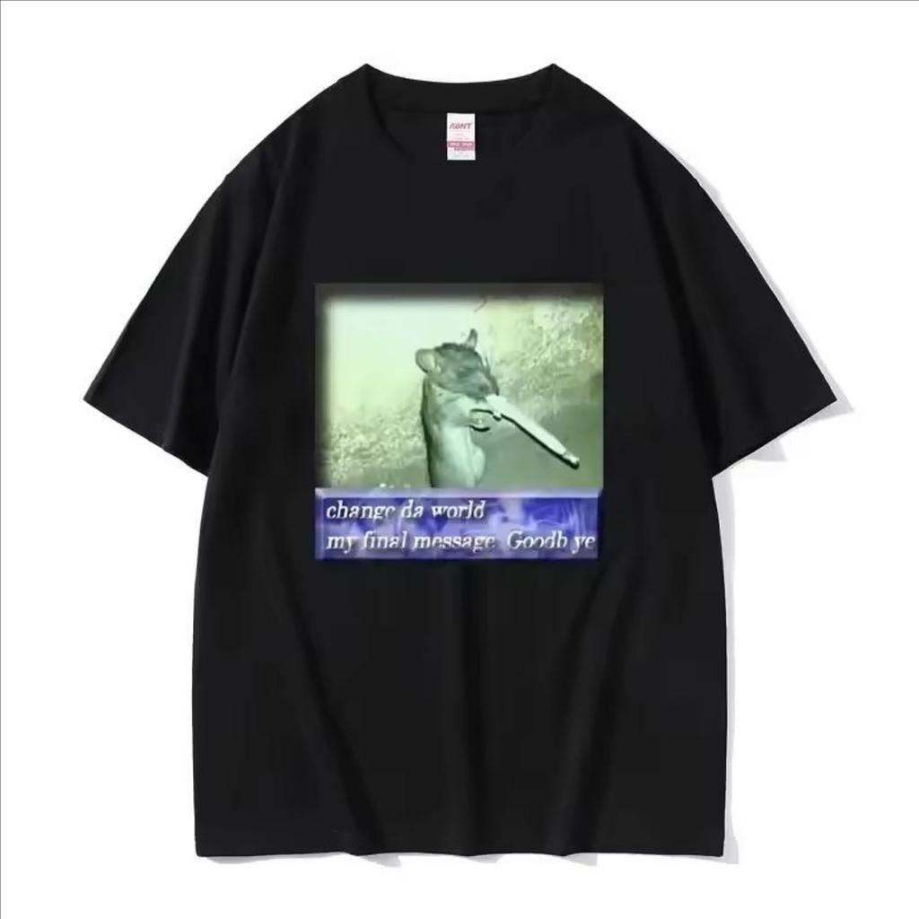 Change Da World My Final Message Goodb Ye T-shirt Fun Mouse Meme Pattern T-shirt Women's Fashion Short Sleeve T-shirt