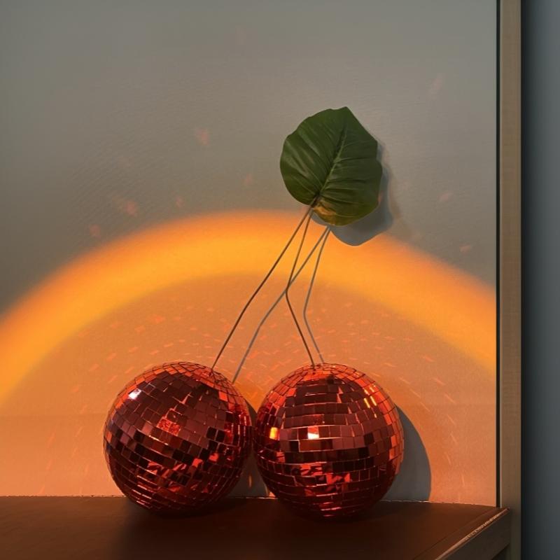 Dekorativní třešňové disco koule z zrcadlového skla, ručně vyráběné třpytivé koule pro atmosféru jevištní párty