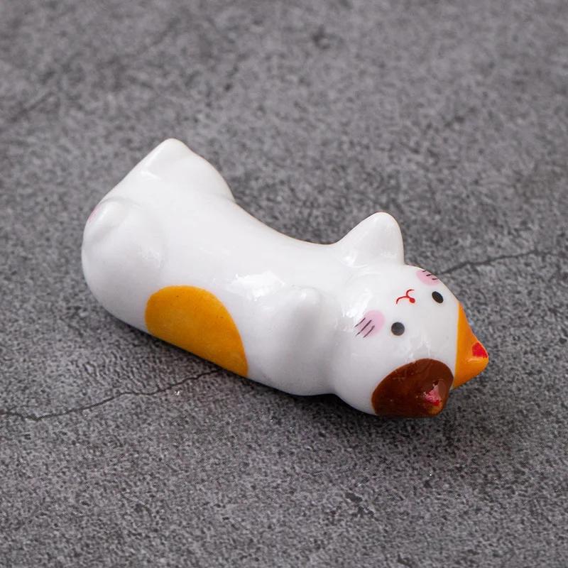 1pc Ceramic Cute Chopstick Holder Tableware Japanese Style Underglaze Restaurant Simple Oval Spoon Bracket Utensil for Kitchen
