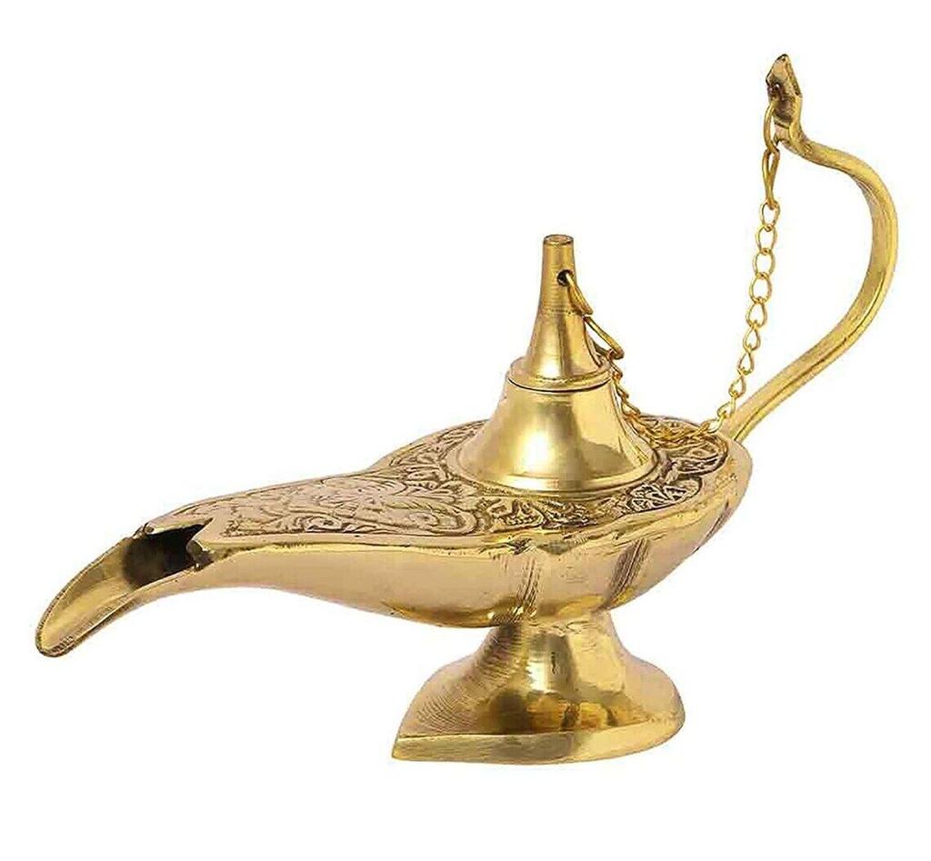 Brass Aladdin Chirag Lamp Vintage Look Golden Handmade Showpiece Item Home Decor Gift.
