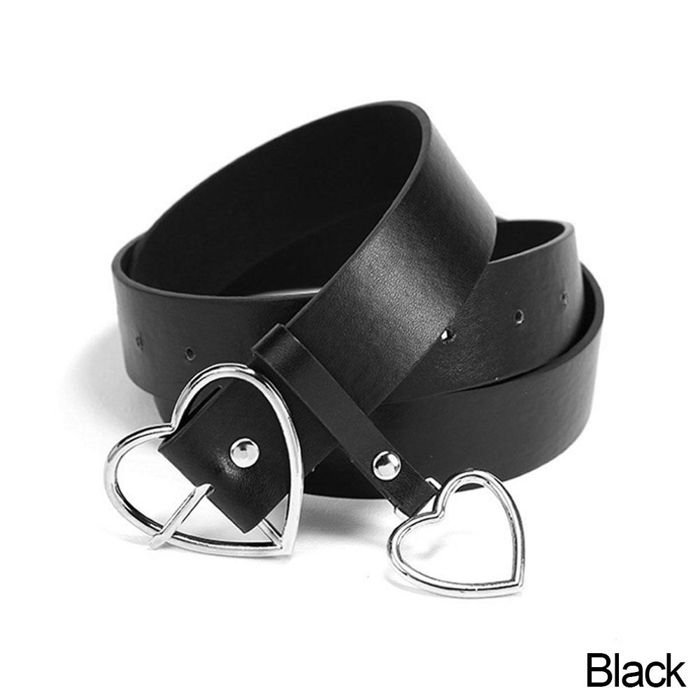Women Love Buckle PU Leather Belt Heart Female Cute Black Belt Ladies Pants Party Dress Heart Jeans Belts