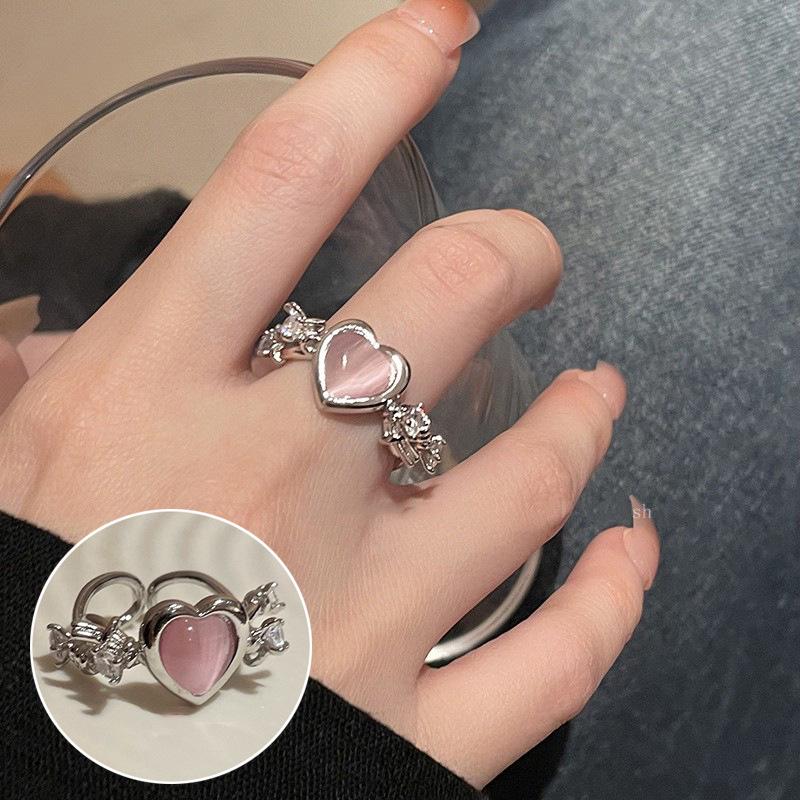 French Vintage Red Oval Women's 925 Silver-Plated Adjustable Ring - Korean Style Influencer Chic