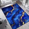 1pc Beautiful Deep Blue Carpet for The Living Room, Rug with a Golden Wave Design, Soft Plush Carpets for The Bedroom