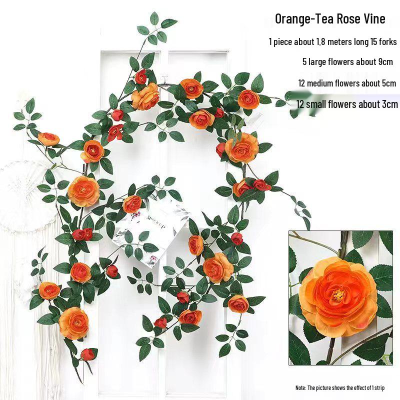 Artificial Silk Rose Vine for Ceiling or Pipe Decoration