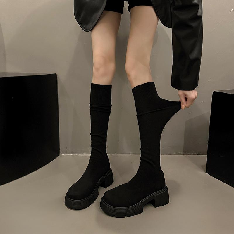 Fashion Design Stretch Fabric Platform High Heels Sock Over-the-Knee Boots Fashion Stretch Slim Long Booties