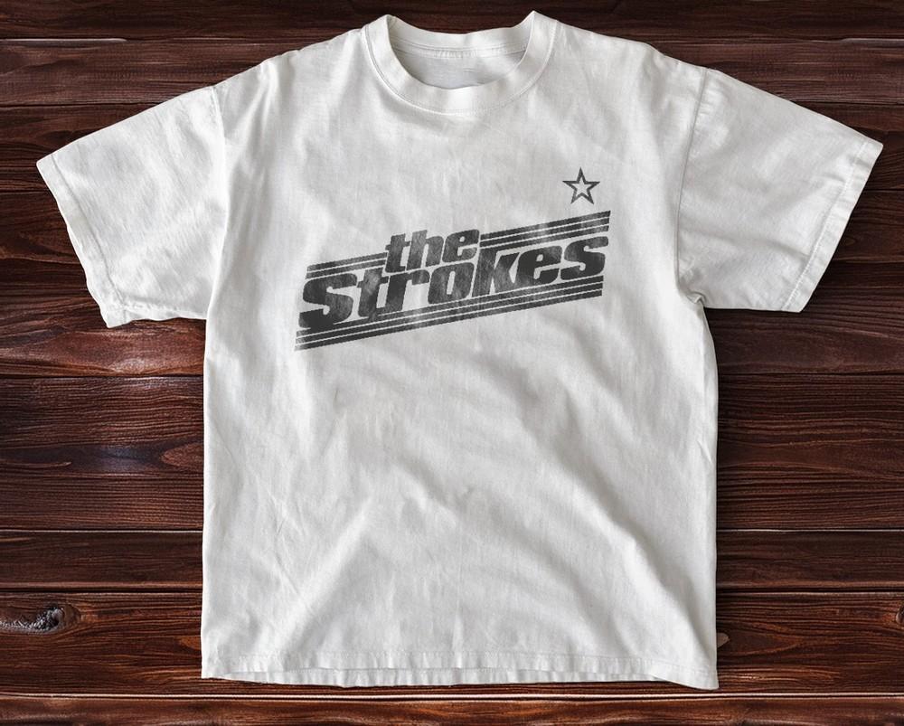 The Strokes Logo Star Vintage Style White Unisex TShirt Size S5XL XXXL