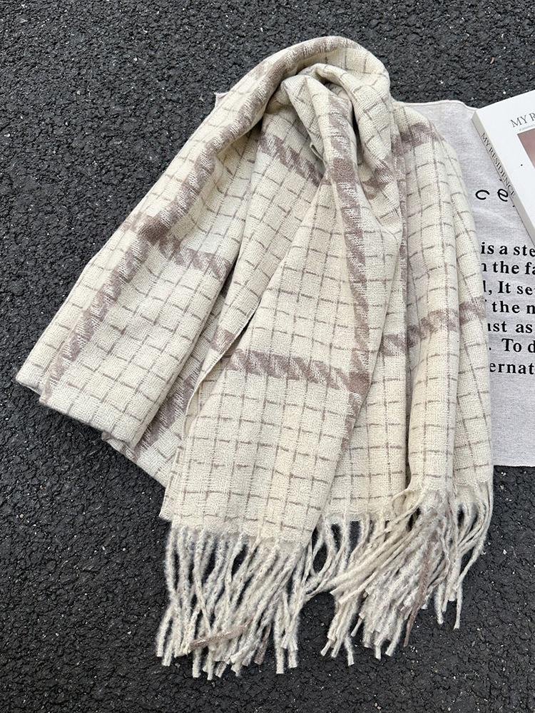 Autumn Winter Women Preppy Knitted Scarf Lady Men Casual Plaid Tassel Soft Warm Scarve Wrap Shawl Femme Male Unisex Fashion New