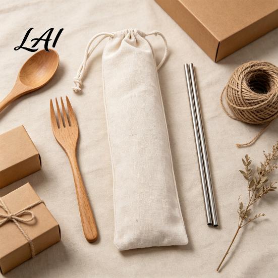 Portable Cutlery Storage for Picnic Drawstring Bag Reusable Utensil Pouch Washable Eco Friendly Travel Organizer Chopsticks Spoons And Straws Holder