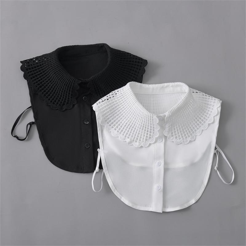 Breathable Cotton Polyester False Collar With Peplum Shoulder Design Easy To Wear Fashion Neckpiece For Daily Outfits
