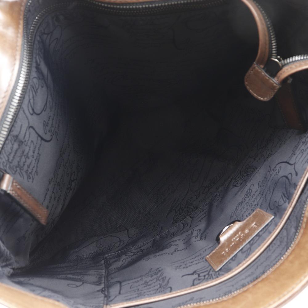 Berluti Modernist Vertical Tote Bag Calligraphy Scrit Brown Calfskin mens Used