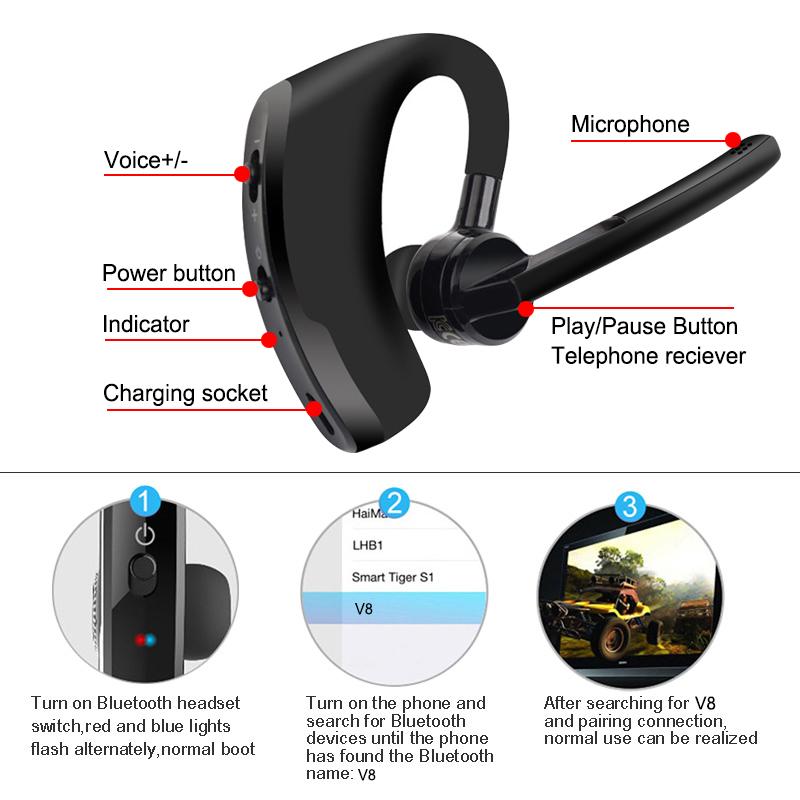 Casque Bluetooth professionnel avec microphone HD longue durée, réduction de bruit sans fil, casque de sport pour conducteur, compatible avec Xiaomi, Huawei, iPhone