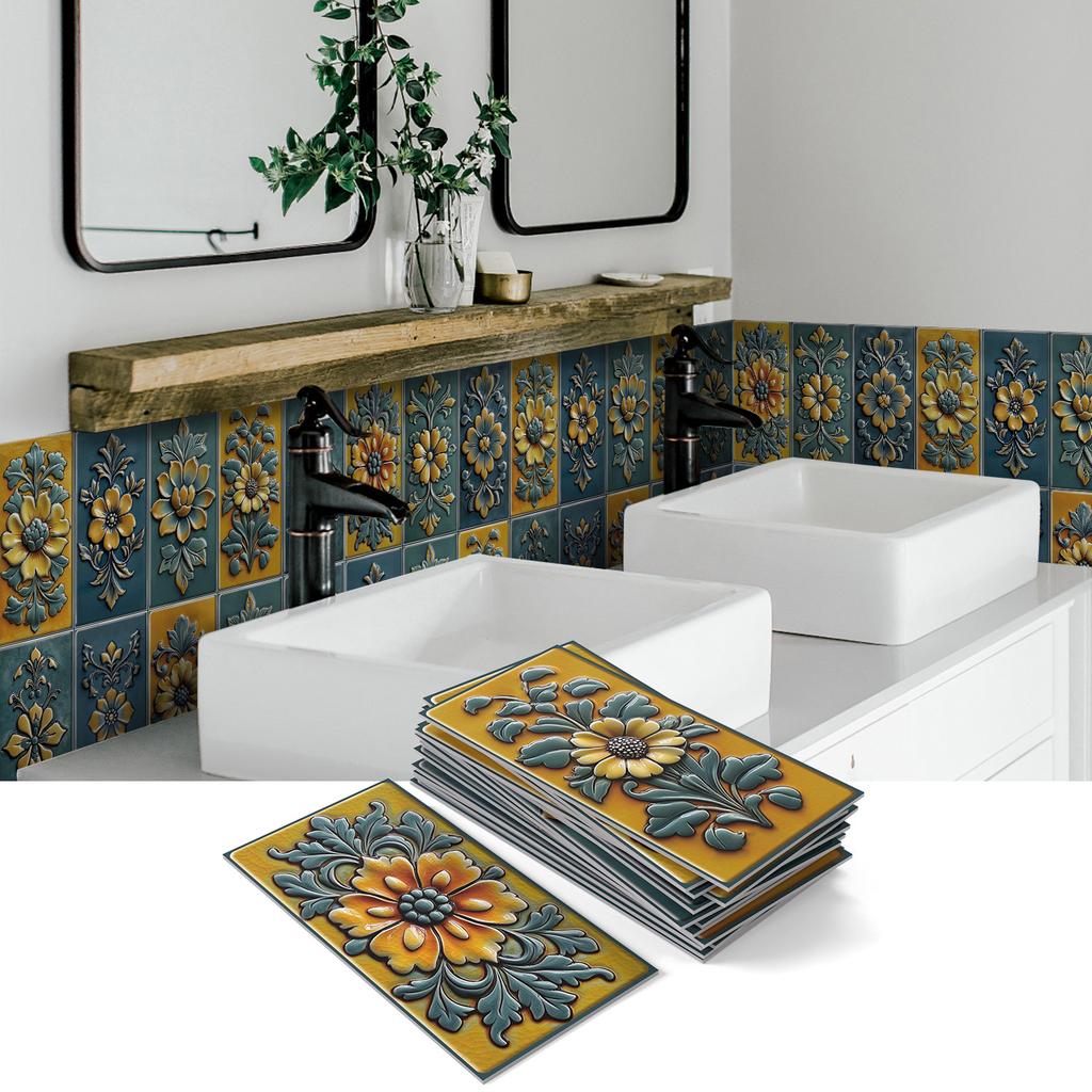 European-Style Tile Wall Sticker, Self-Adhesive Waterproof Kitchen Living Room Wallpaper Decoration Pet Thickened Foam Tile Sticker