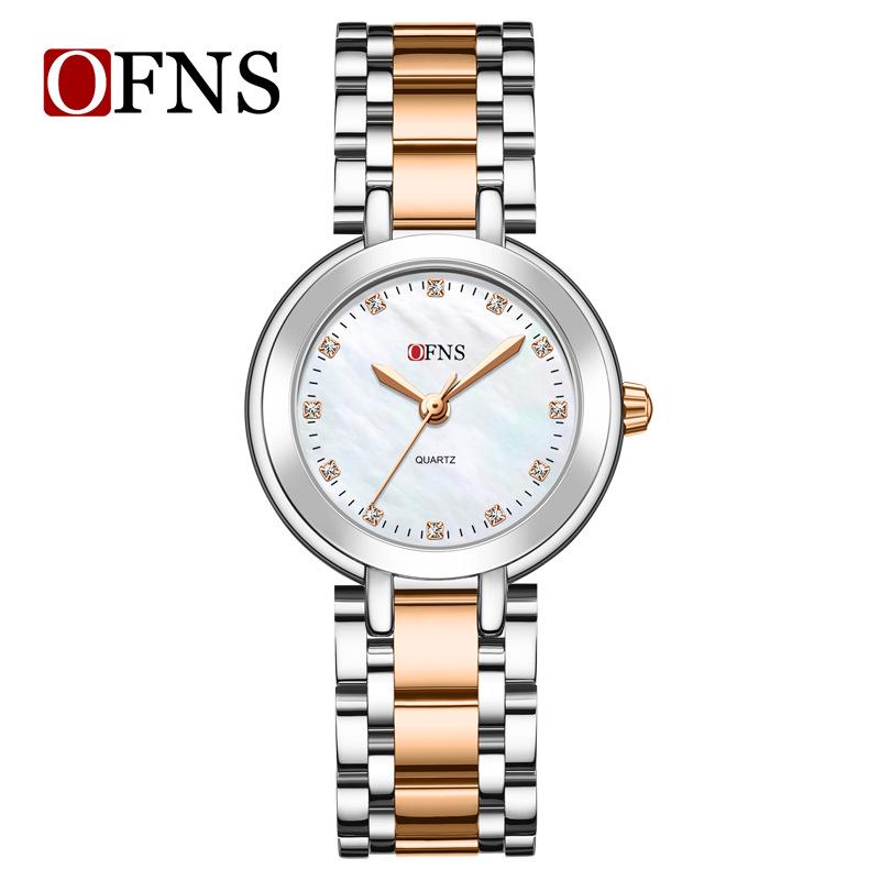 Oufanni Women s Waterproof Quartz Watch with Mother-of-Pearl Diamond Inlay and Roman Numerals - Perfect for Students.