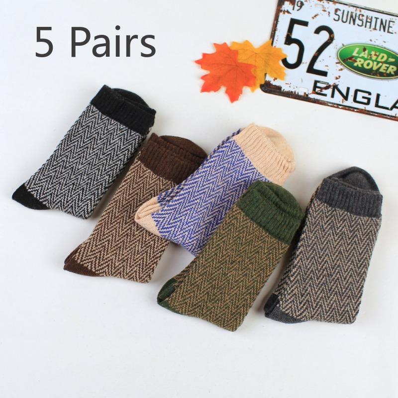 

5 пар мужских зимних новых утолщенных теплых этнических шерстяных носков из кроличьего пуха 5 Pairs