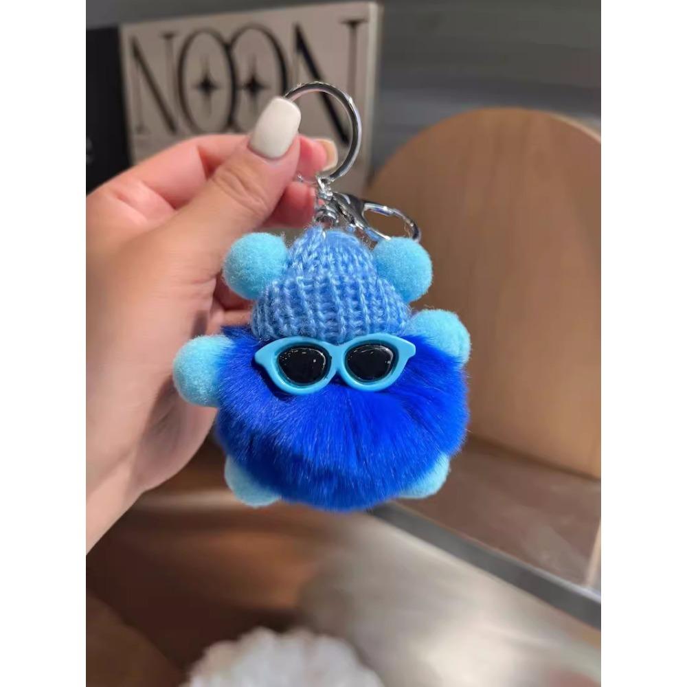 Pufos Păr de Iepure Rex Mică Minge de Cărbune Pandantiv pentru Geantă Geantă de Școală Păpușă cu Ochi Urâți Pandantiv Păpușă de Desene Animate Breloc Auto