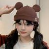 Autumn and Winter New Style Corduroy Cute Kitten Ears Landlord Hat for Women Versatile Face Showing Little Yuppie Melon Skin Hat for Men