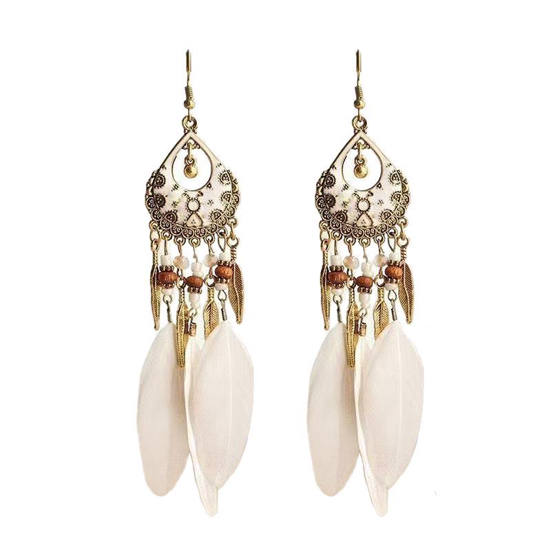 Bohemian Long Tassel Feather Earrings - Trendy Douyin-Inspired Design for Women