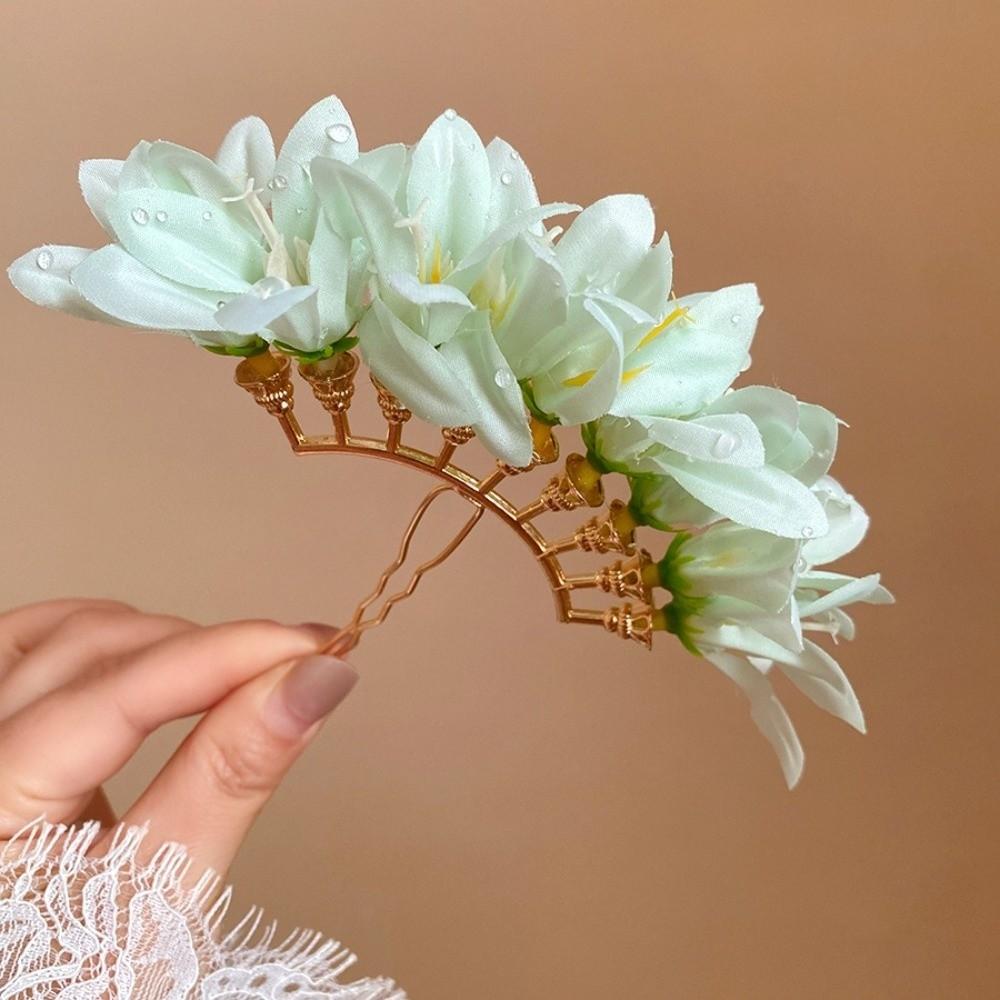 Large Flower Hair Stick Bohemian Bride Hair Accessories Elegant Chinese Style Side Clip Girls