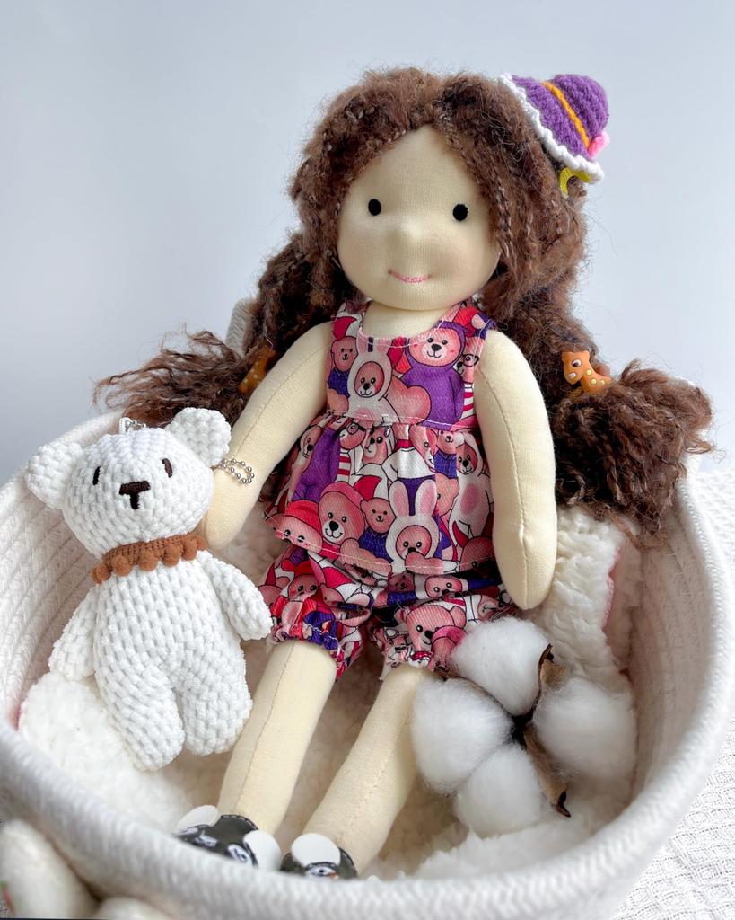 BlissfulPixie Waldorf Doll Cute Plush Toy for Perfect for Kids - Alice, Handmade, 30cm, Soft, Girls,