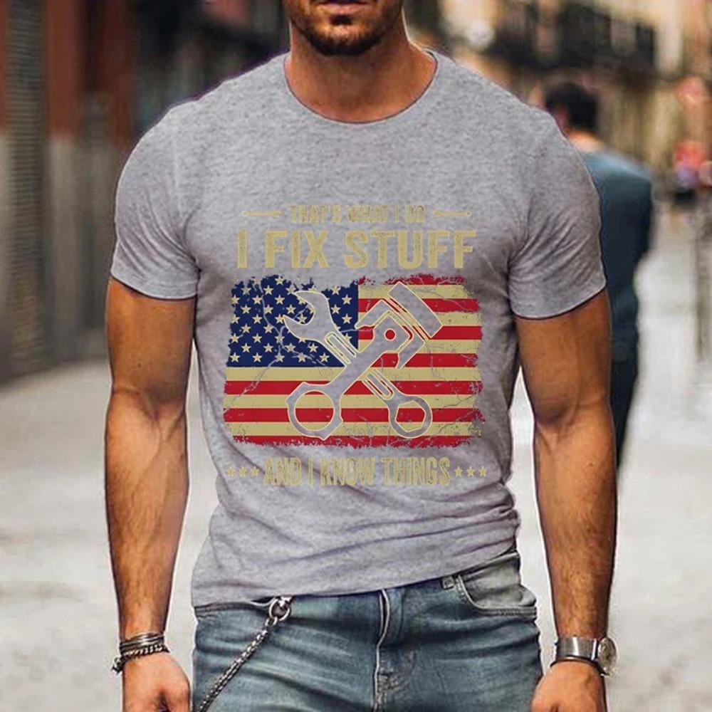 2024 New Mens Brand T-shirt THAT'S WHAT I DO I FIX STUFF Printed Summer Daily Casual Tops Tees Funny Fashion Men T Shirt Homme