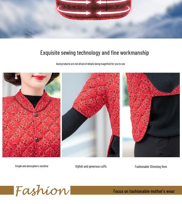 Women's Camel Hair Cotton Vest - Mid-Aged & Elderly, Warm, Thickened, Plus Velvet, Short-Sleeved, Waist & Shoulder Protection.