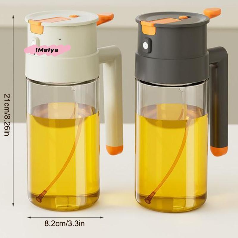 2-in-1 Oil Spray Bottle 470/650ml Large Capacity Leakproof Glass Oiler with Pour Spout Multifunctional Kitchen Cooking Accessory