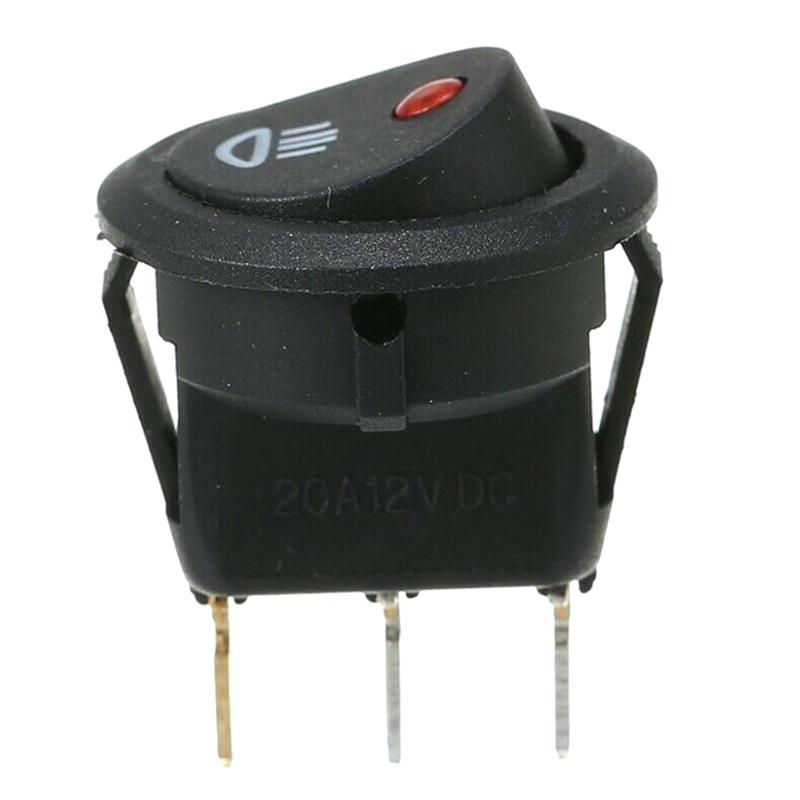 On Off Rocker Switch Red Led Fog Light Lamp Symbol Car Van Truck 23Mm Dc 12V 20A Abs Plastic Fit For Car Van Truck