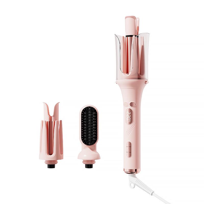 3-in-1 Automatic Hair Curler with Interchangeable Heads for Big Waves, Straight Hair, Corn Waves, & Egg Rolls