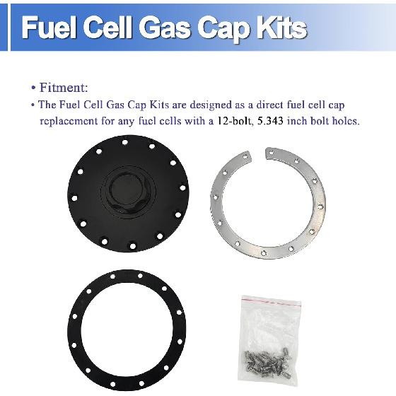 Aluminum Easy Fill Fuel Cell Gas Cap Oil Tank Cover With 12 Bolt Cell Bung and Gasket