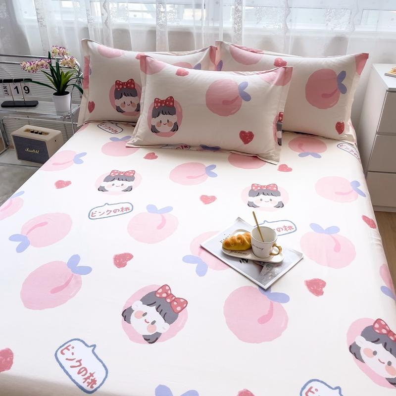 Cotton Bed Sheet  Cartoon Panda Animals Printed Double Top King Sheets for Girls Boys Kids Single Queen King Size Bed Linen